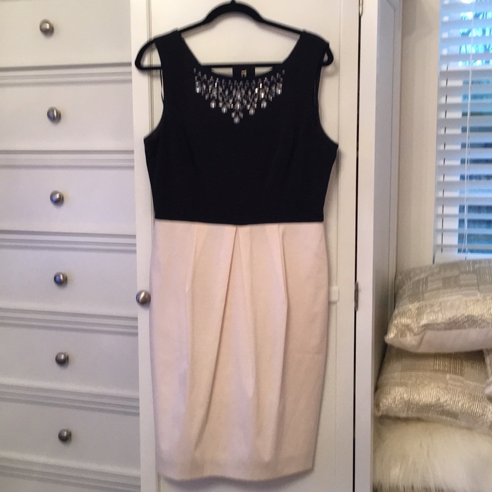 Black and ivory beaded top dress